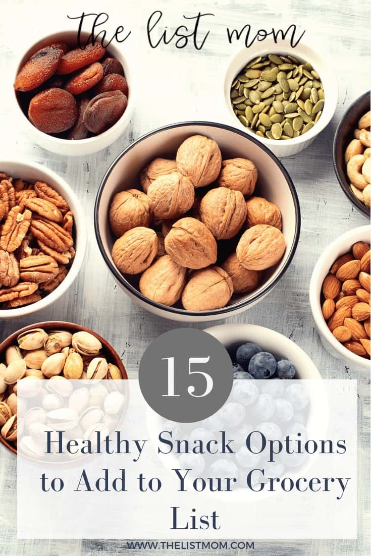 A list of healthy snacks