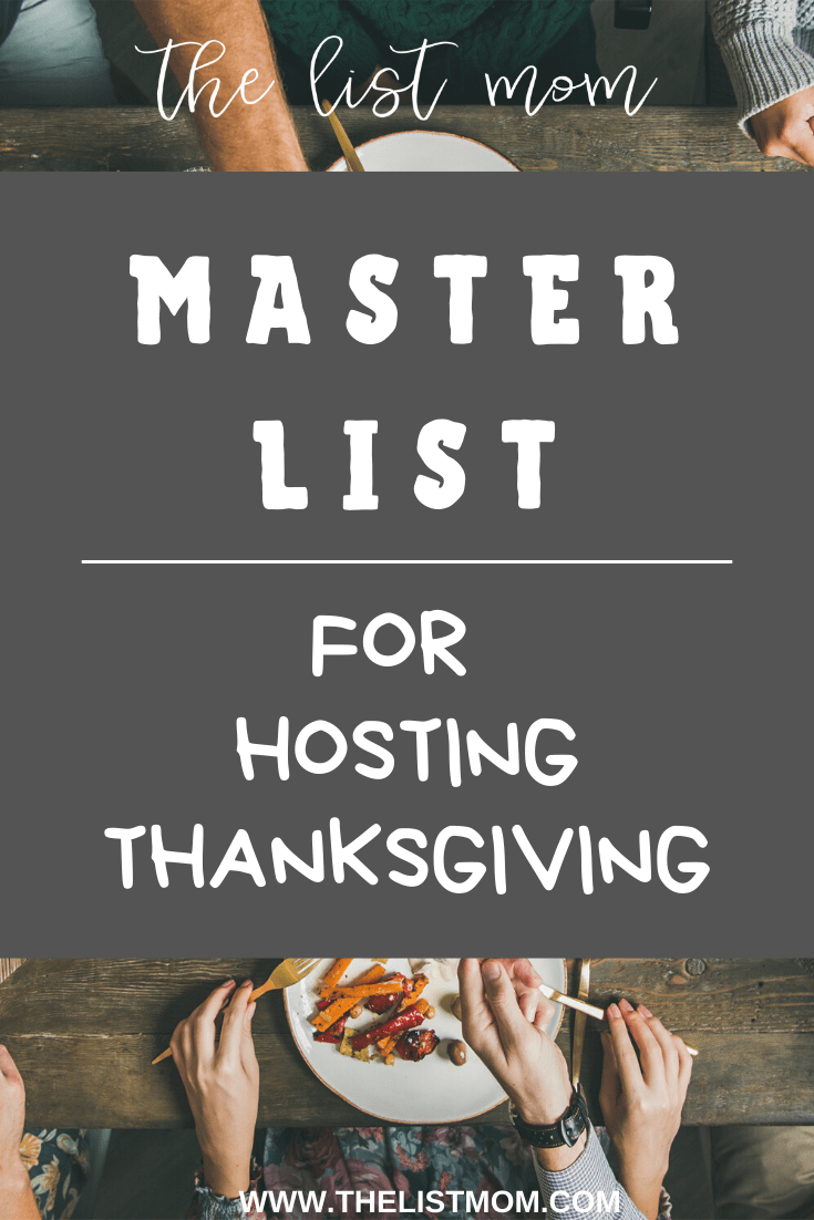 Master list for hosting Thanksgiving